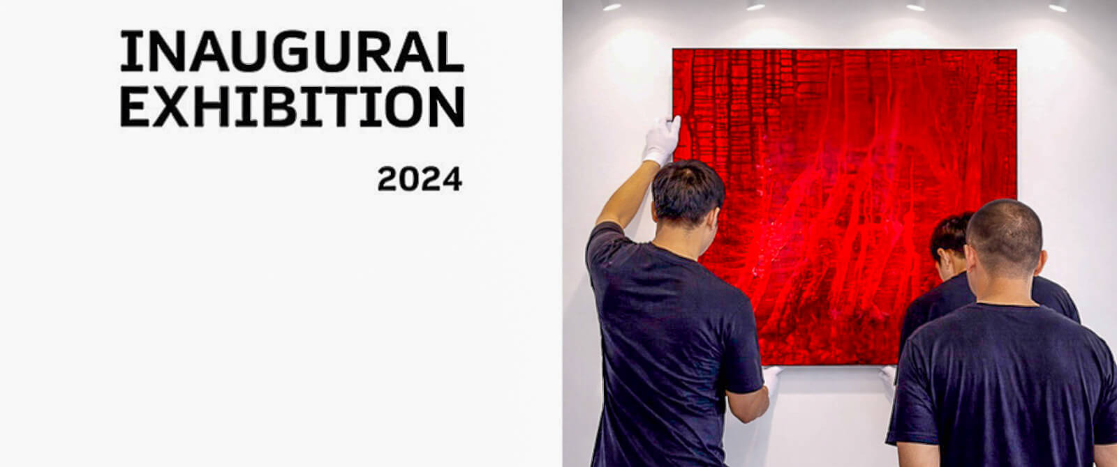 Claire Lassonnery, Abstract Claire, inaugural exhibition 2024, installation view, large red abstract painting on white wall, Kuala Lumpur